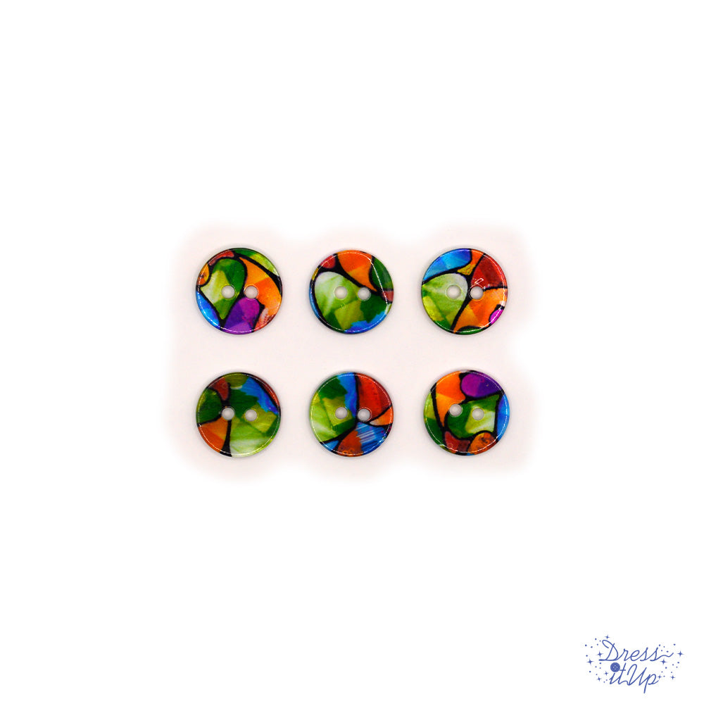 2 hole printed shell buttons for sewing in bright colors