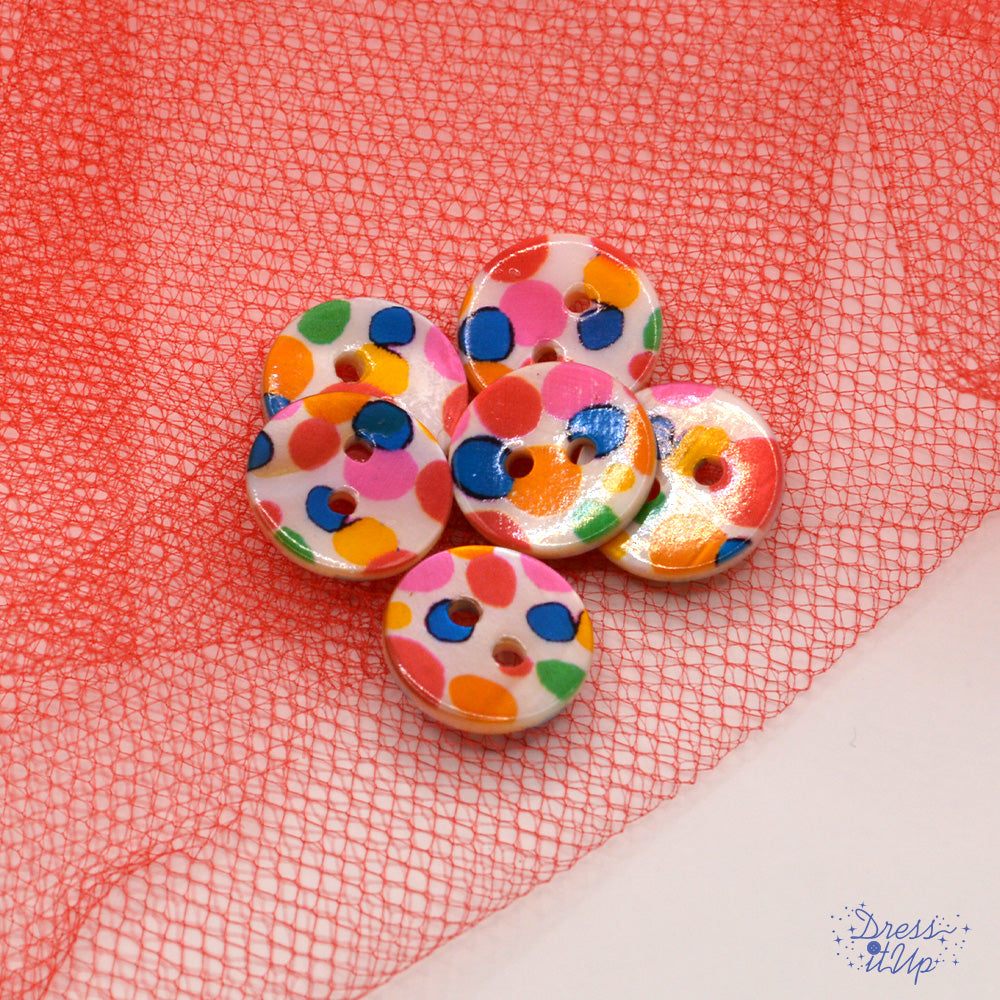 Round 2-hole buttons with colorful polka dots