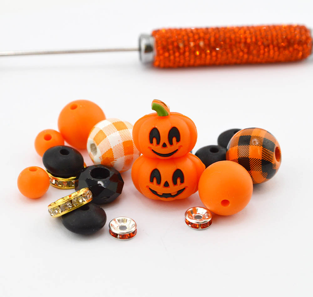 Stacked Jack-O’-Lantern Bead Mix For Beadable Pens