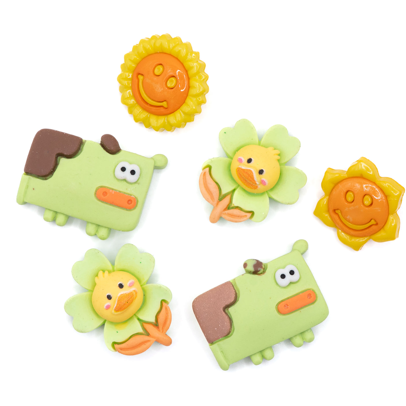 This pack includes geometric cows, duck flowers, and happy suns. Perfect for DIY crafts and gifts.