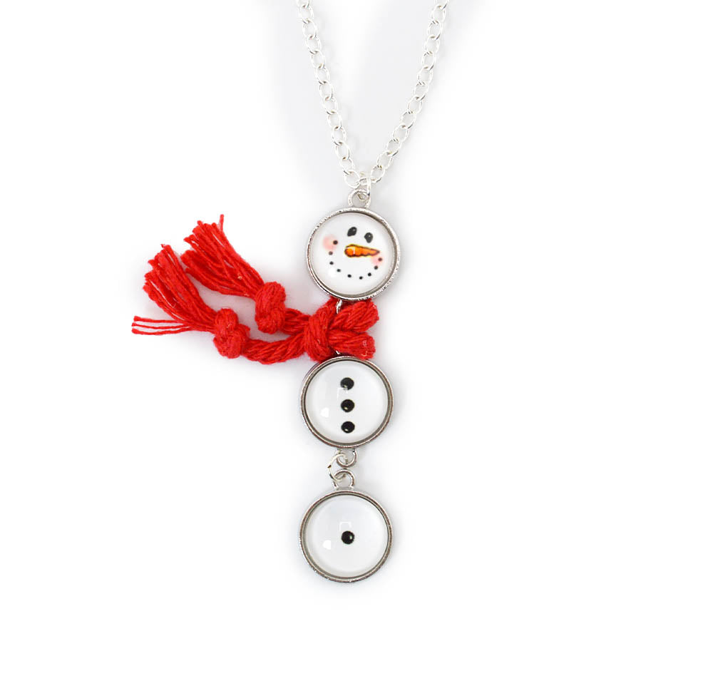 Silver Plated Snowman Pendant Necklace