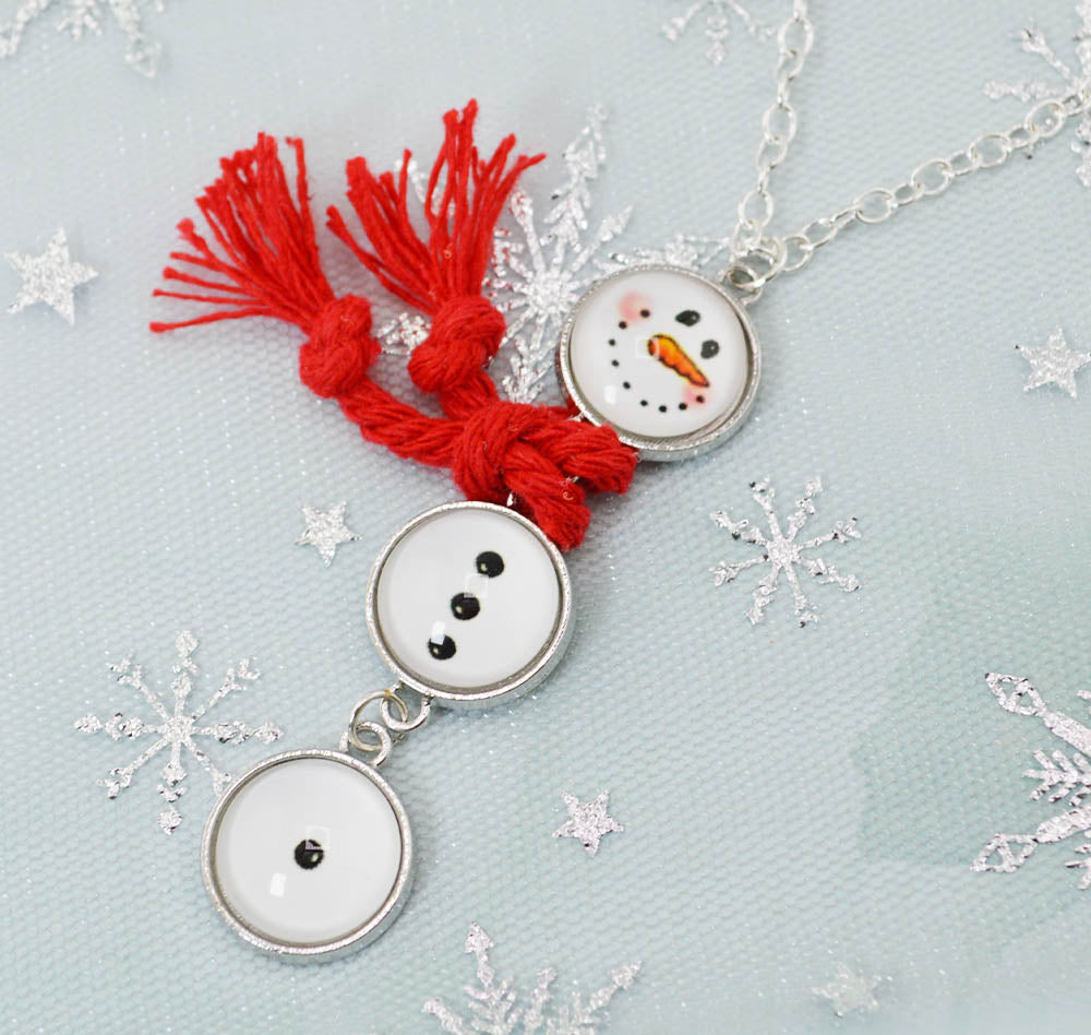 Silver Plated Snowman Pendant Necklace