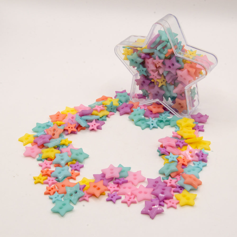 two hole star buttons in a 2 size mix
