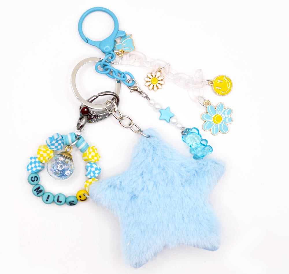 daisy and smiley face themed keychain craft idea for kids