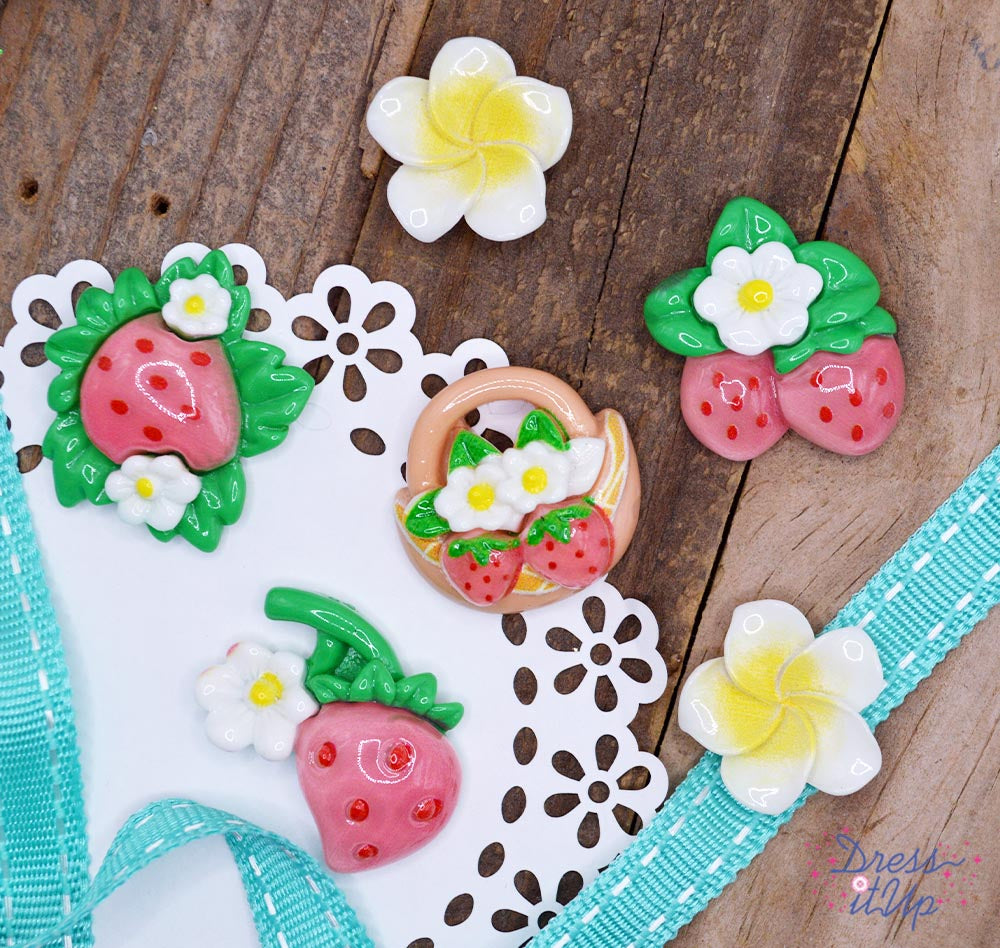 Berry Basket Summer Strawberry Themed Buttons
