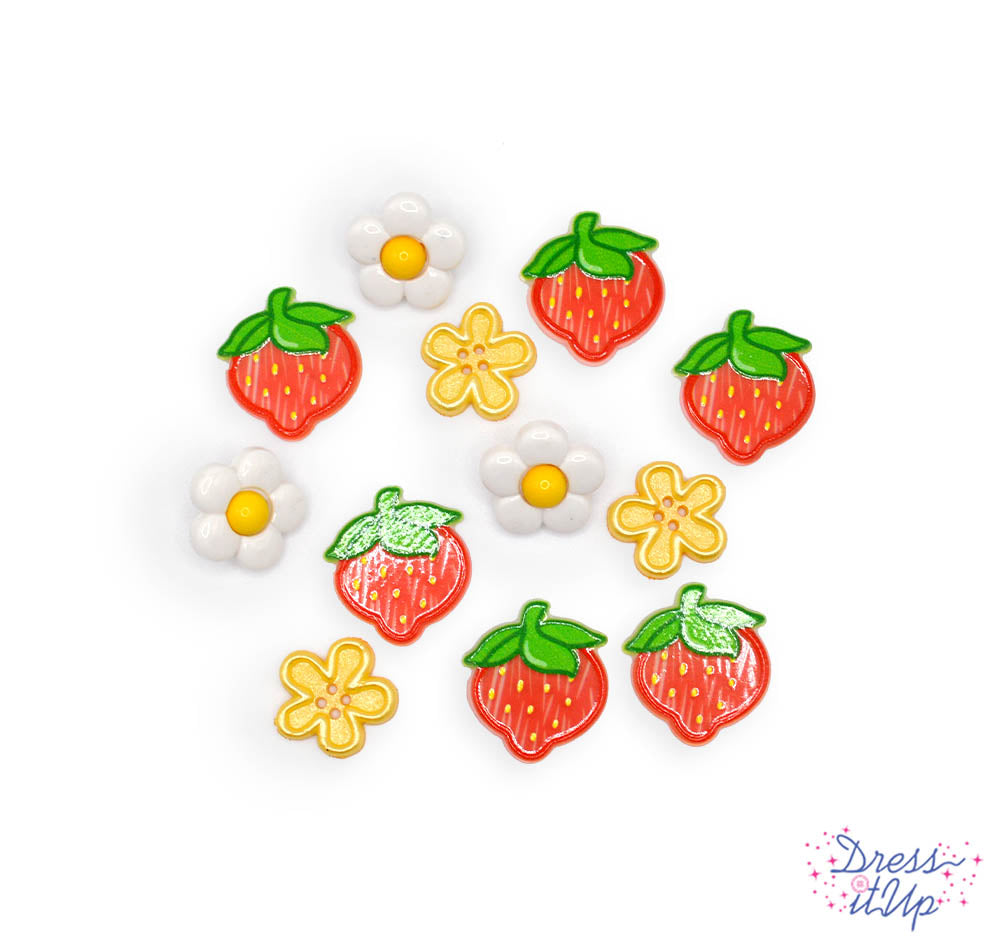 Strawberry Harvest Resin Garden Spring Summer Themed Embellishments
