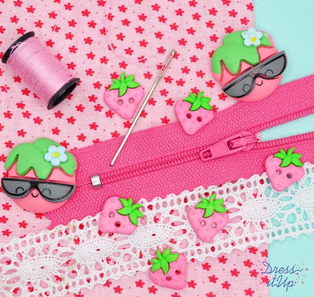 Strawberry Field Pink Summer Garden Fruit Embellishments