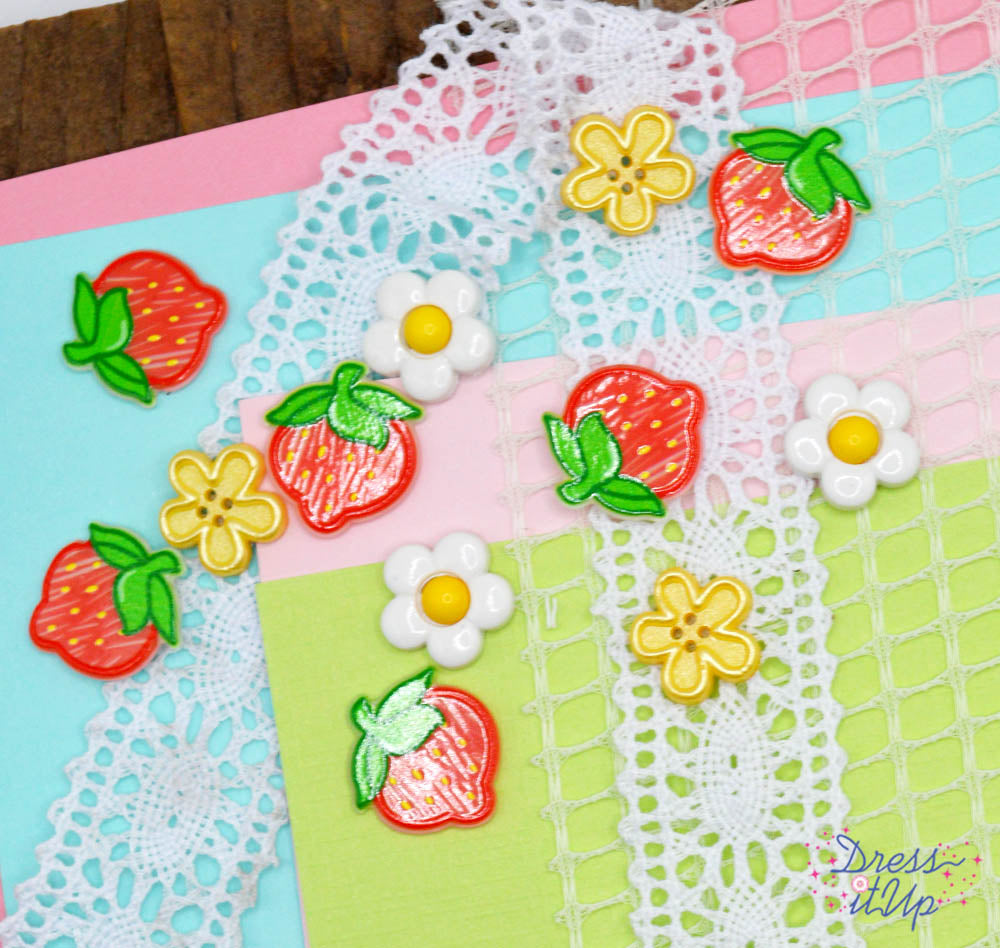 Strawberry Harvest Resin Garden Spring Summer Themed Embellishments