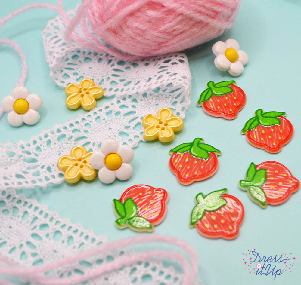 Strawberry Harvest Resin Garden Spring Summer Themed Embellishments