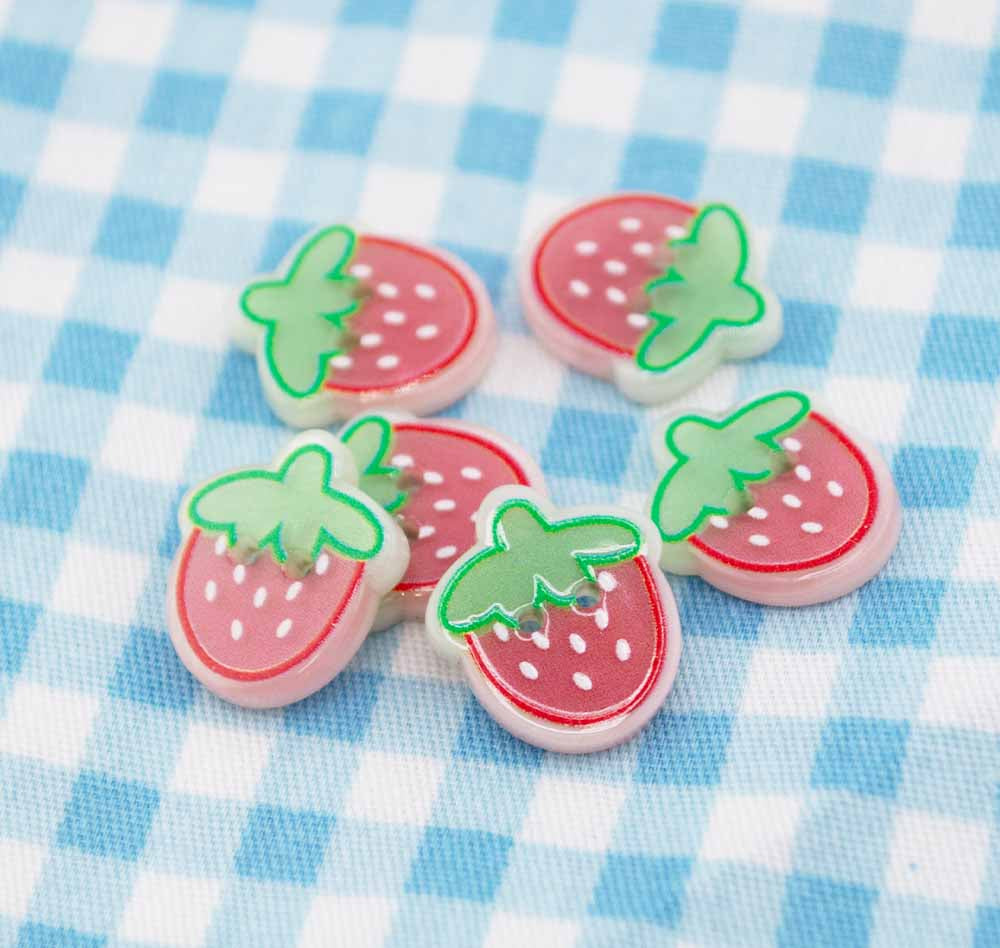 Sweet Strawberry Printed 2-Hole Buttons