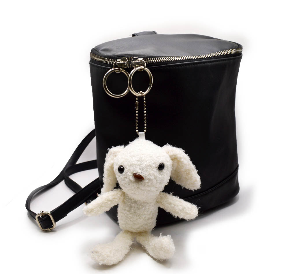 Embellish a back pack with this fluffy bunny