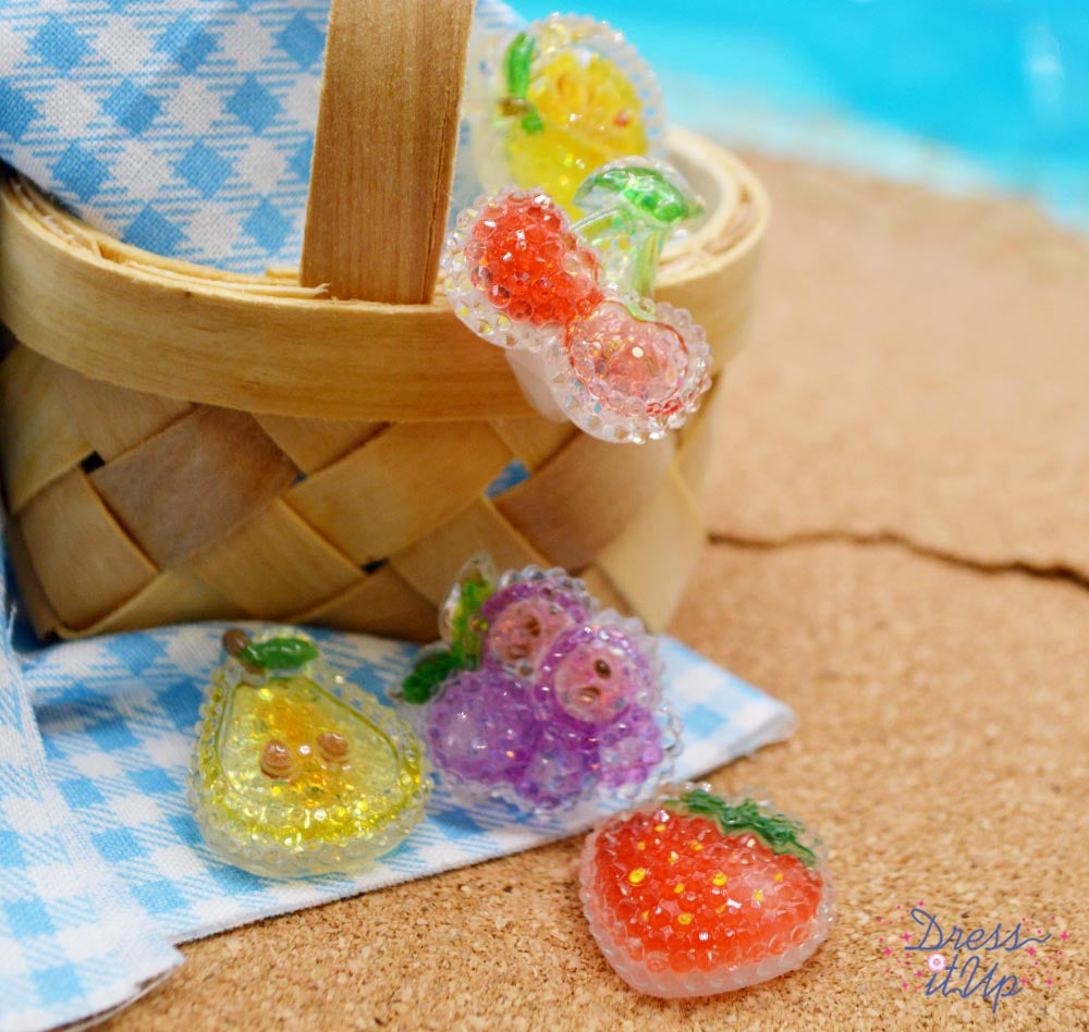 Summer Fruit Sparkly Resin Spring Summer Themed Embellishments