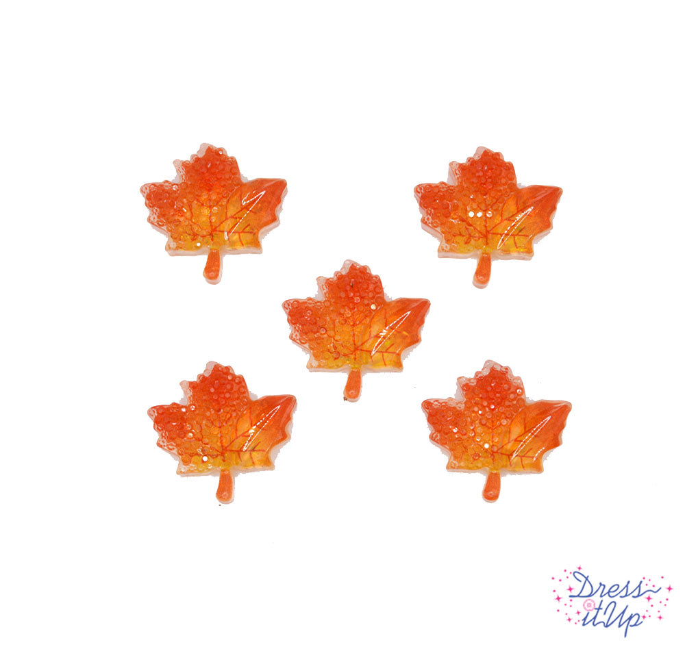 five glitter fall maple leaves for crafting