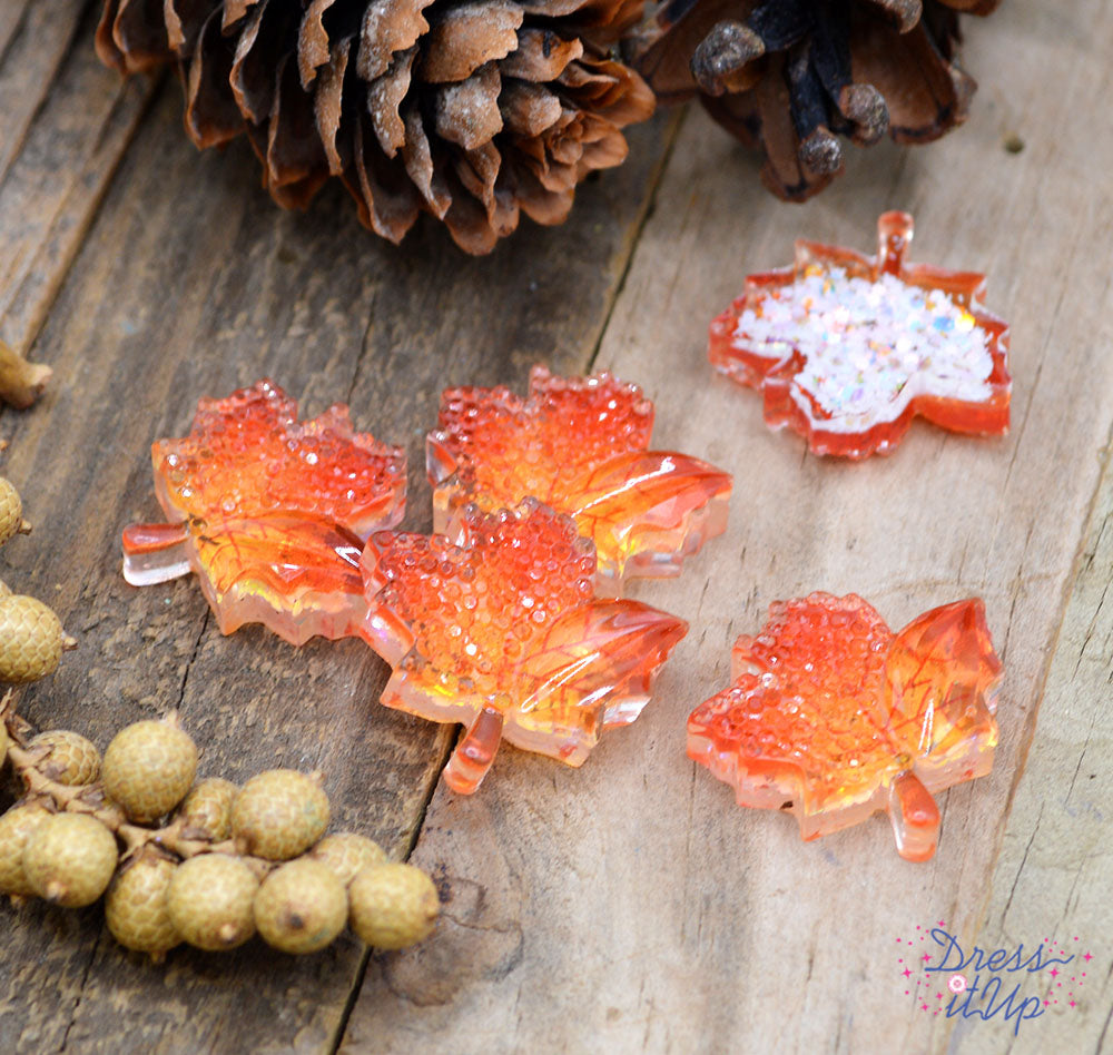 five glitter fall maple leaves for crafting