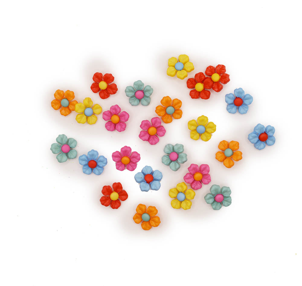 Bright flower craft buttons for DIY craft projects. Button Loops