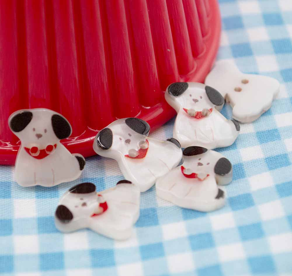 Little White Puppy Printed 2-Hole Buttons
