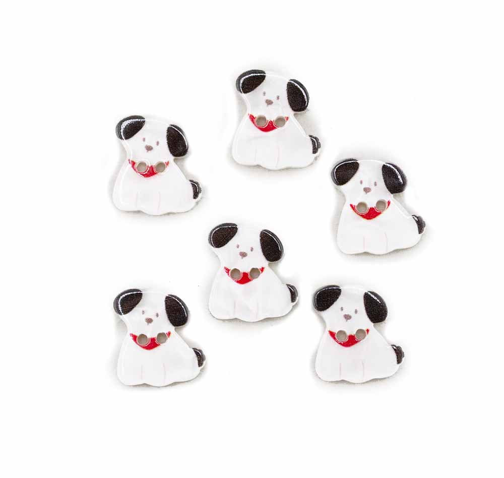 Little White Puppy Printed 2-Hole Buttons