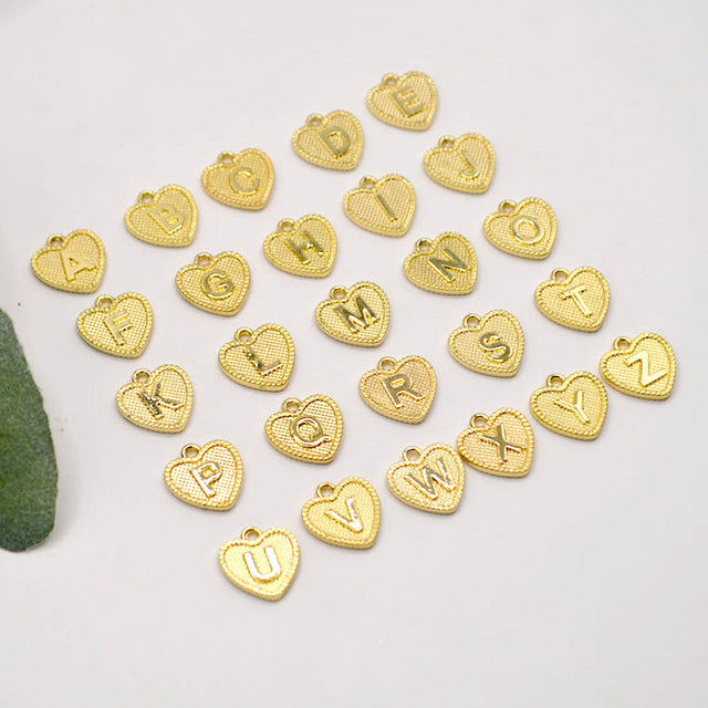 18K Gold-Plated Heart Alphabet Pendants
