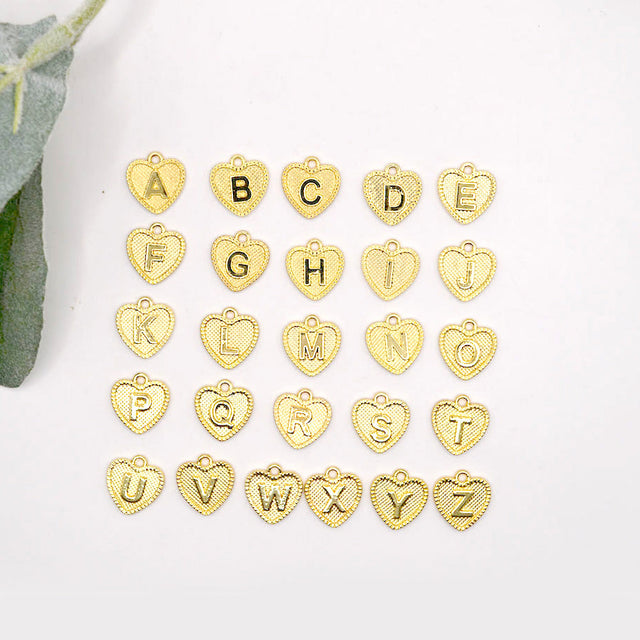 18K Gold-Plated Heart Alphabet Pendants