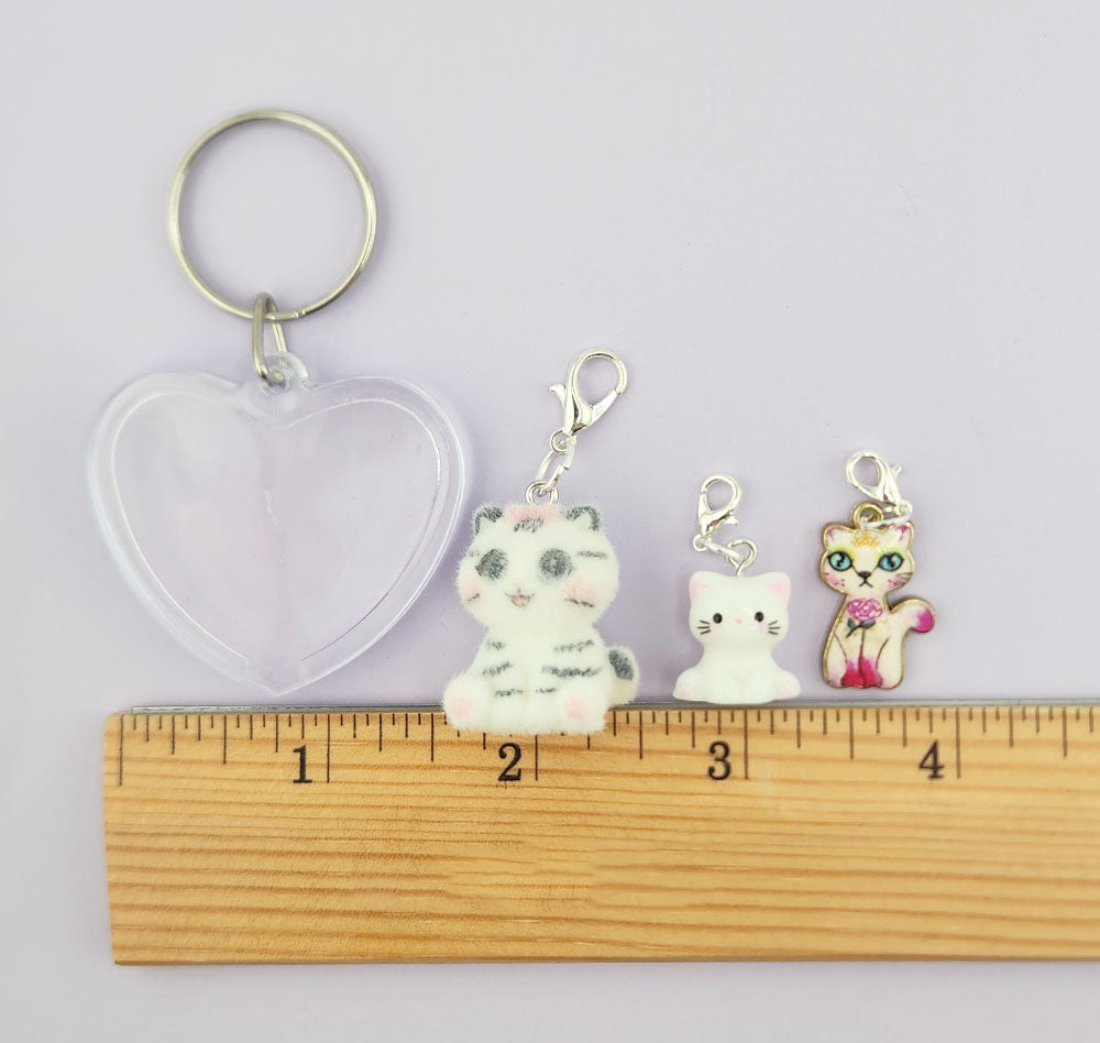 Photo Keychain Set in White Cats
