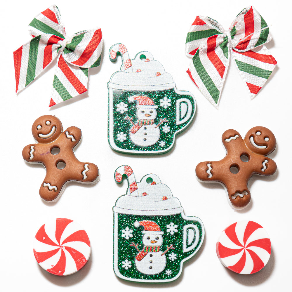 Hot Cocoa and Peppermints Christmas Flat Back Embellishments