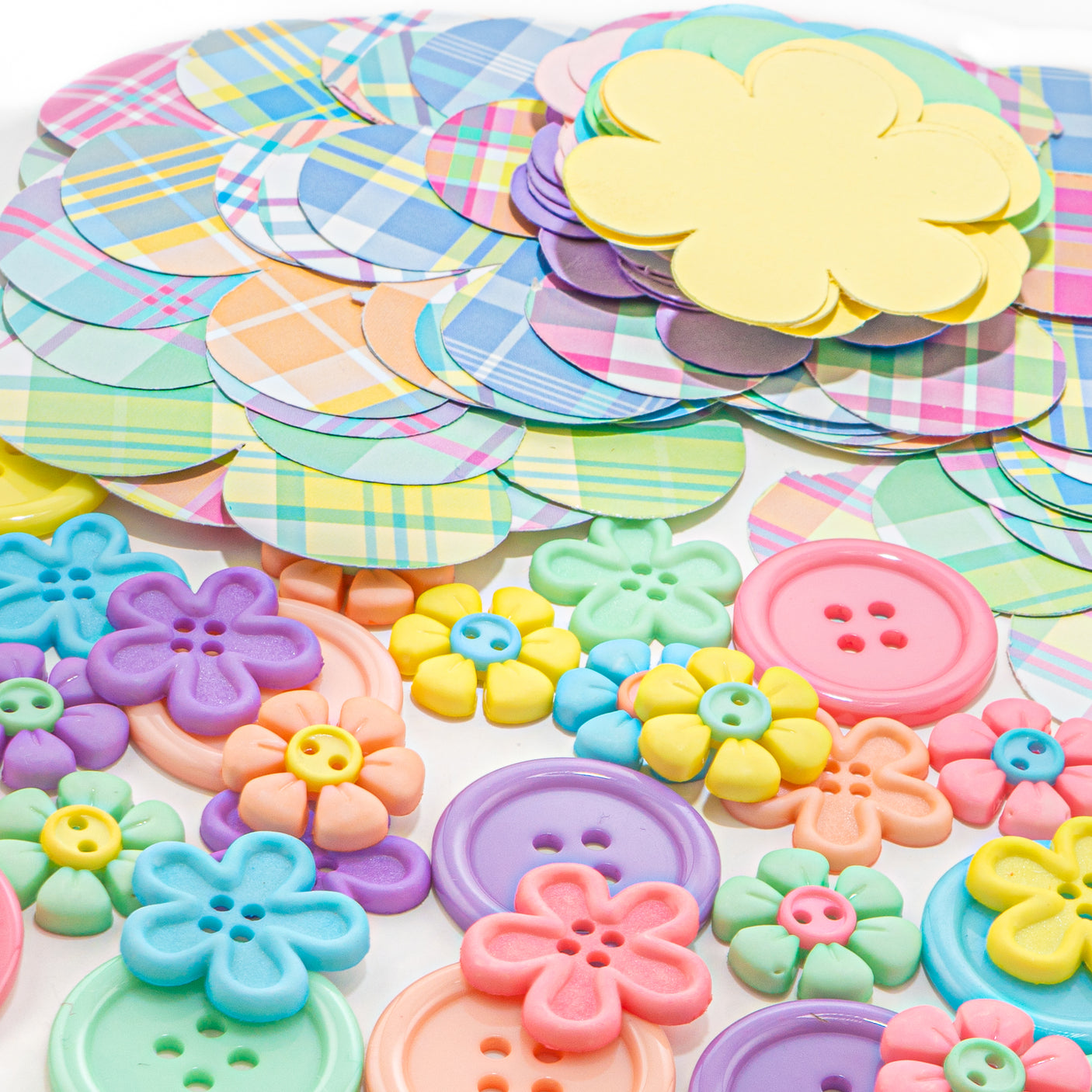 Plaid & Petal Paper Flower Button Kit