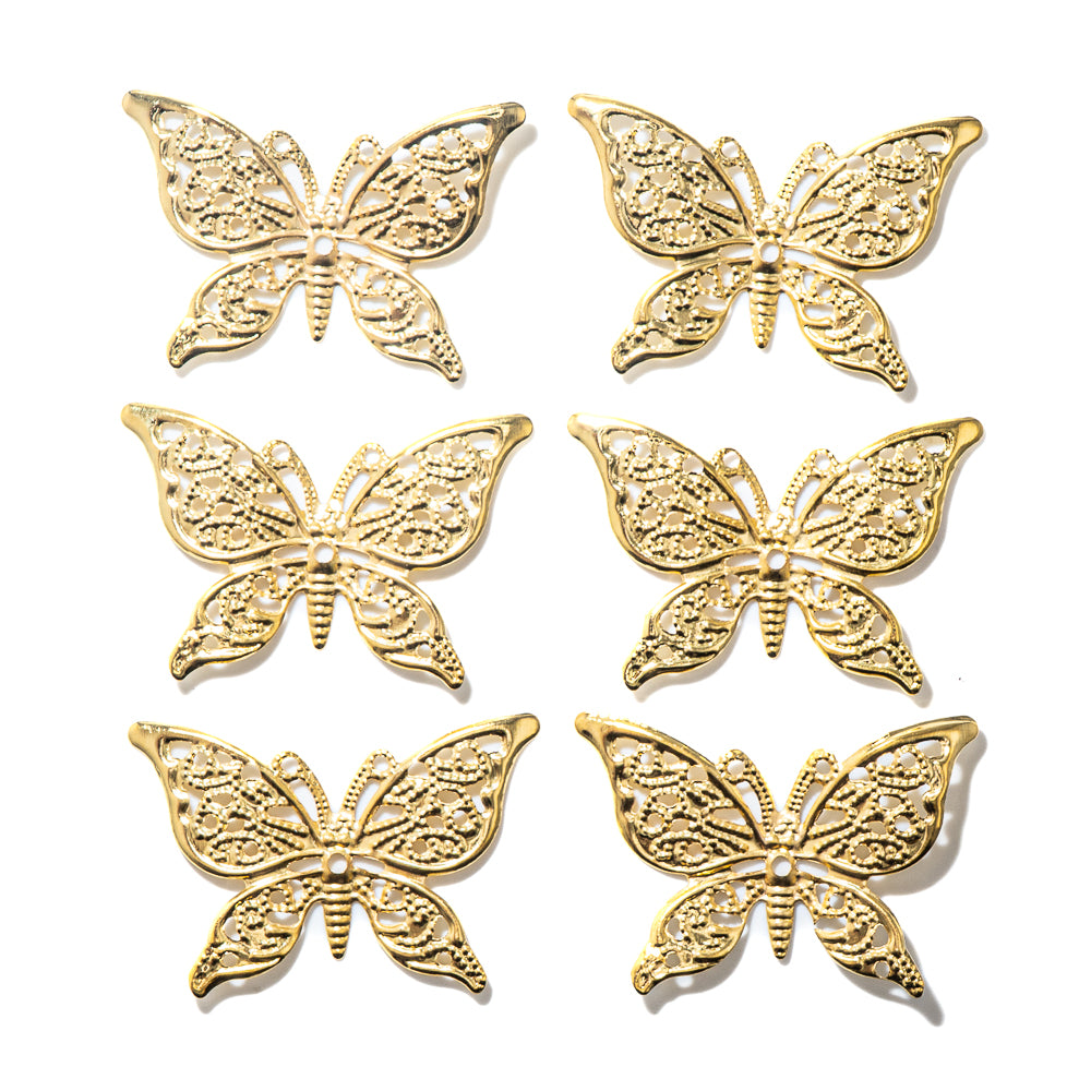 Golden Filigree Butterfly Embellishments