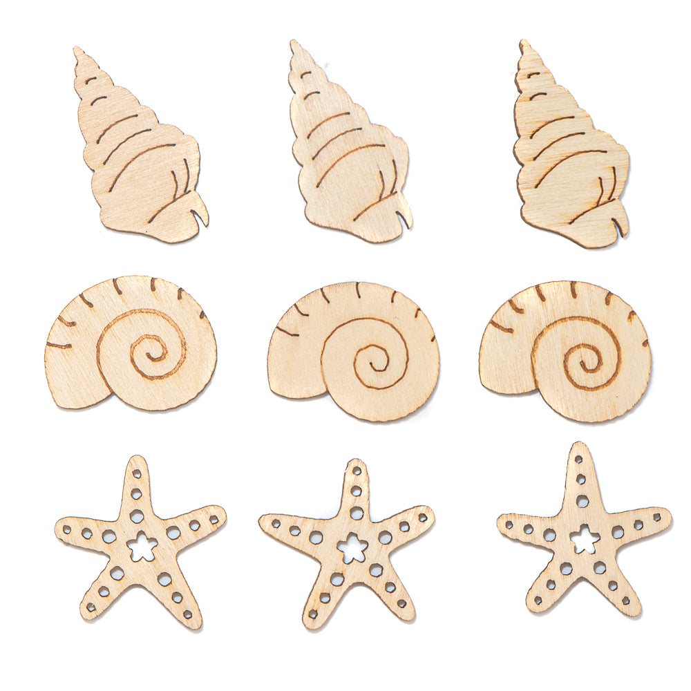 Wood Seashell Embellishments