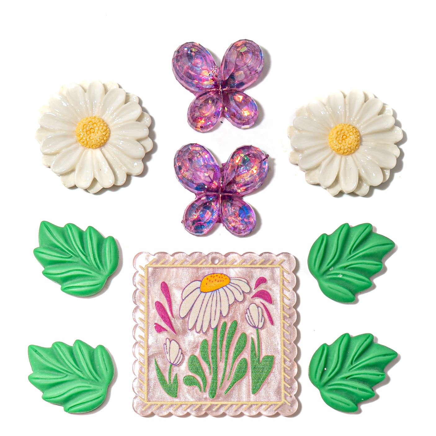 Daisy Garden Charm Embellishment Mix