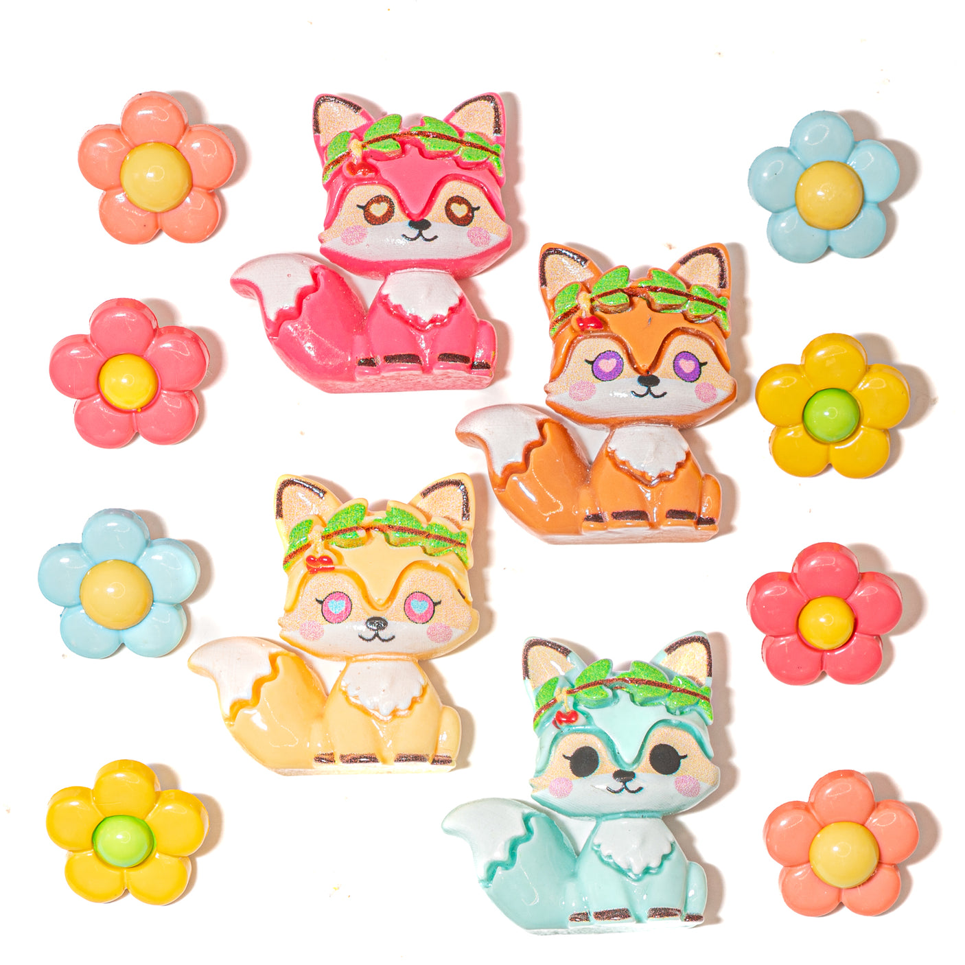 Flower Fox Resin Embellishments