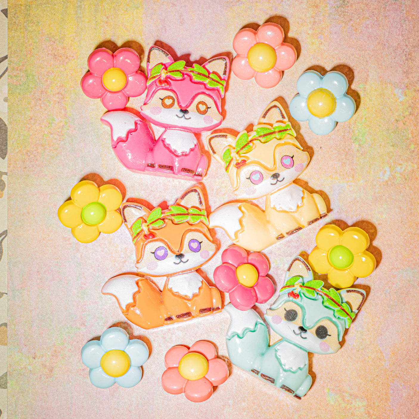 Flower Fox Resin Embellishments