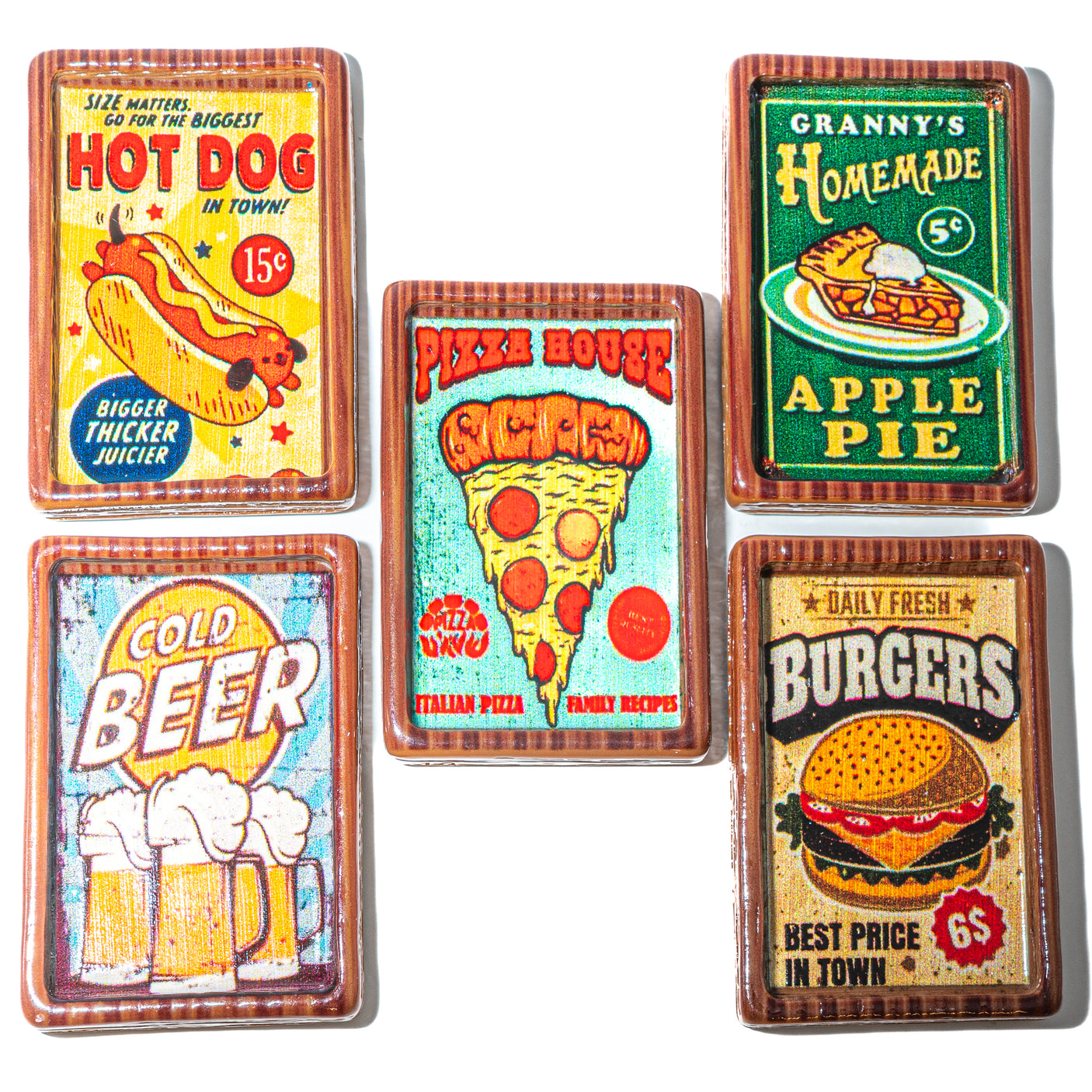 Retro Dinner Food Posters Plastic Embellishments