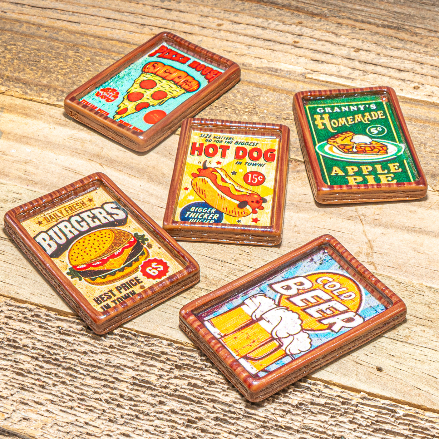 Retro Dinner Food Posters Plastic Embellishments
