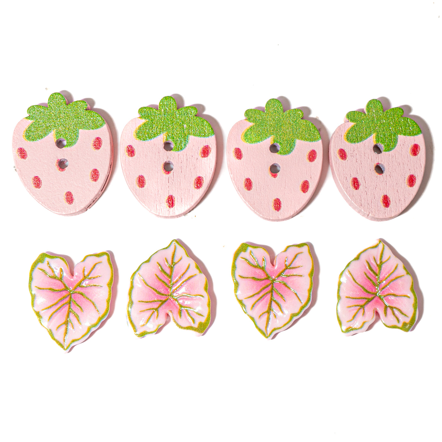 Pink Strawberry & Monstera Craft Embellishment Set
