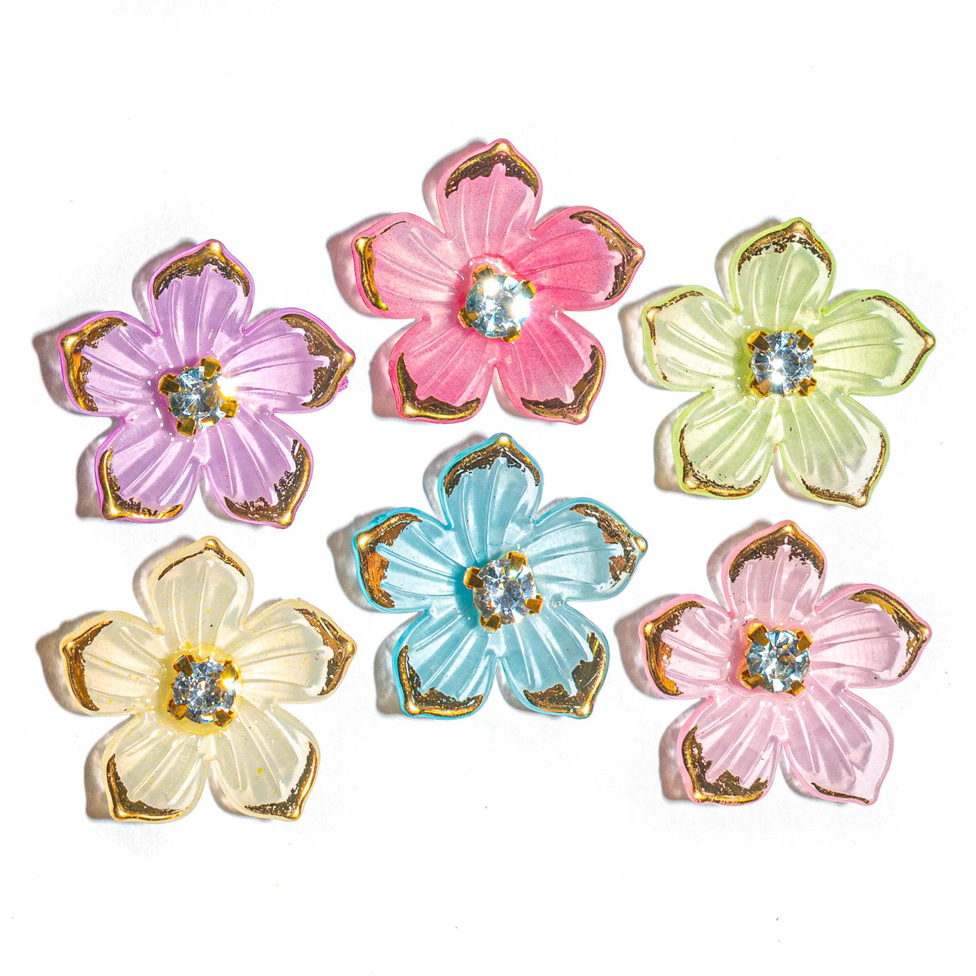 Crystal Bloom 3D Flower Craft Buttons