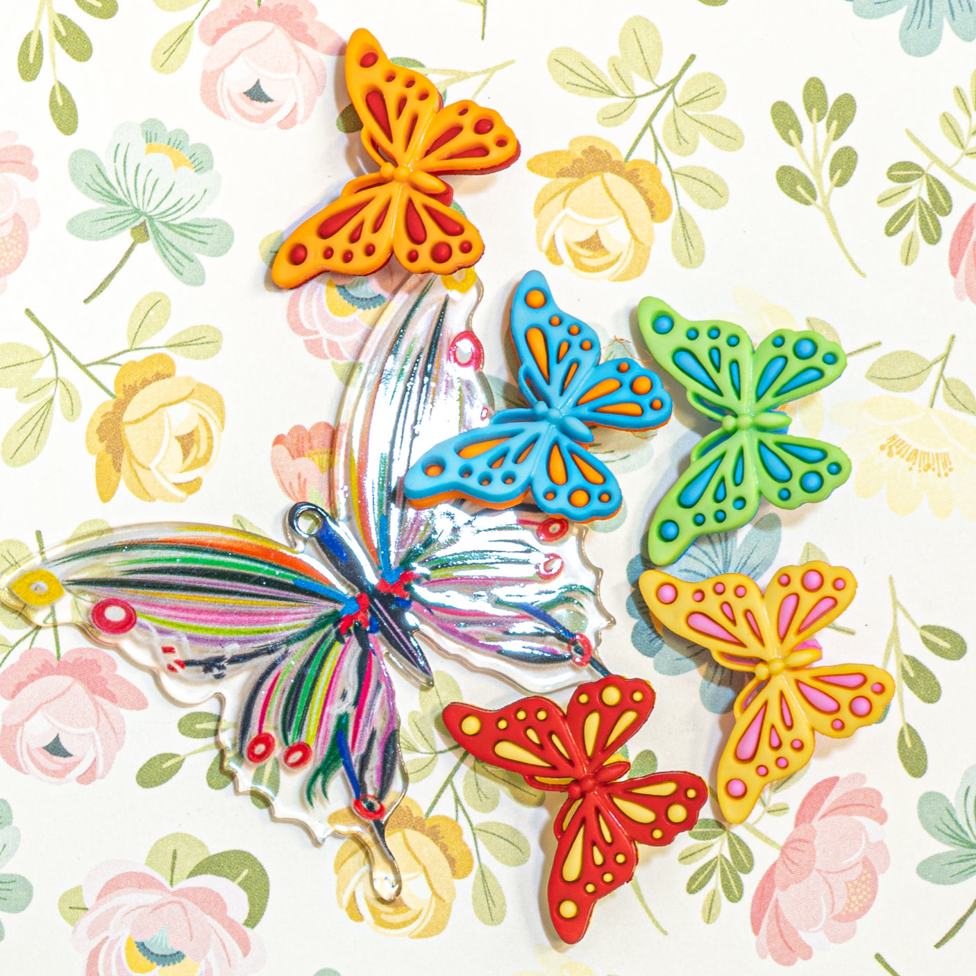 Kaleidoscope Butterfly Craft Button Mix