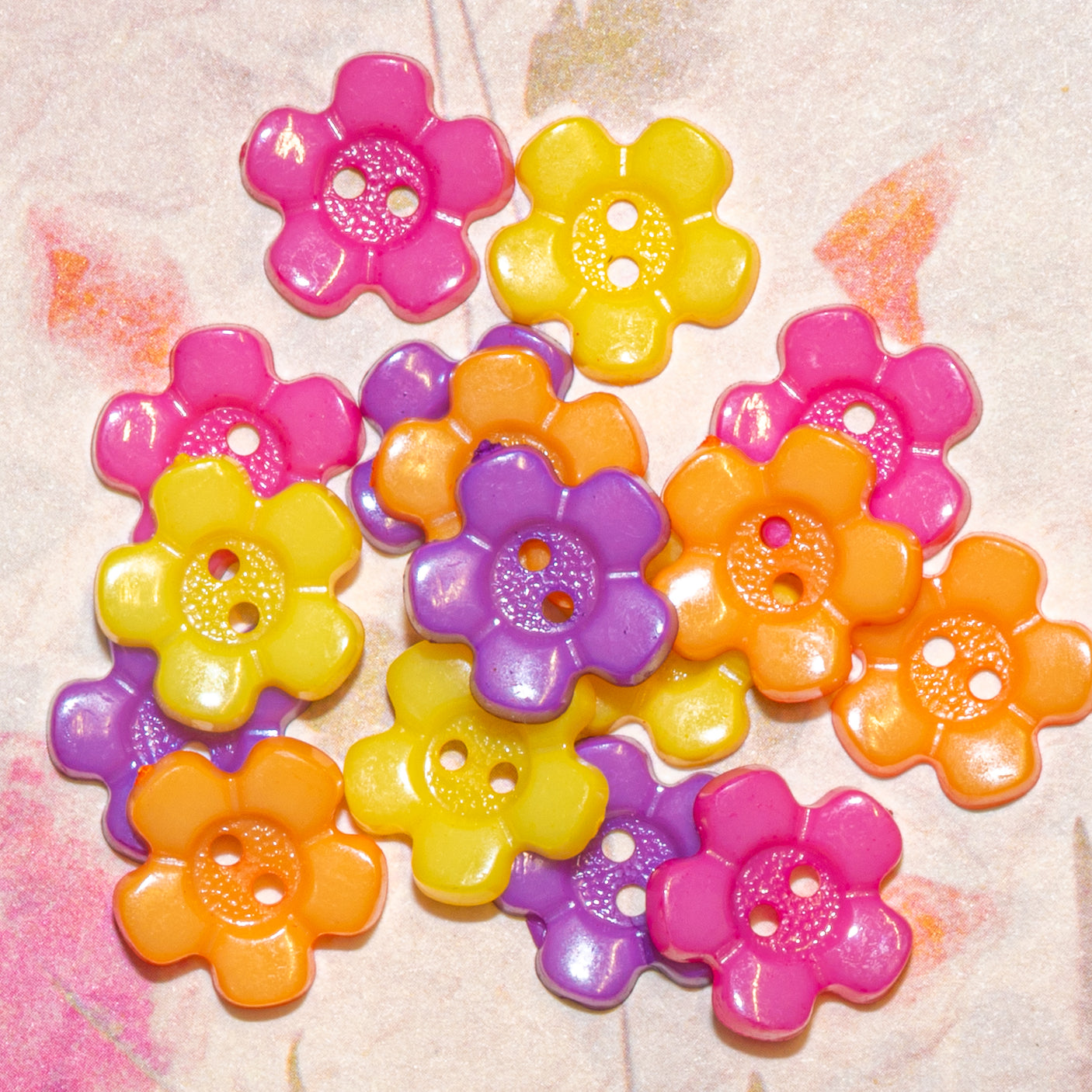 Color Burst 2 Hole Flower Sewing Buttons