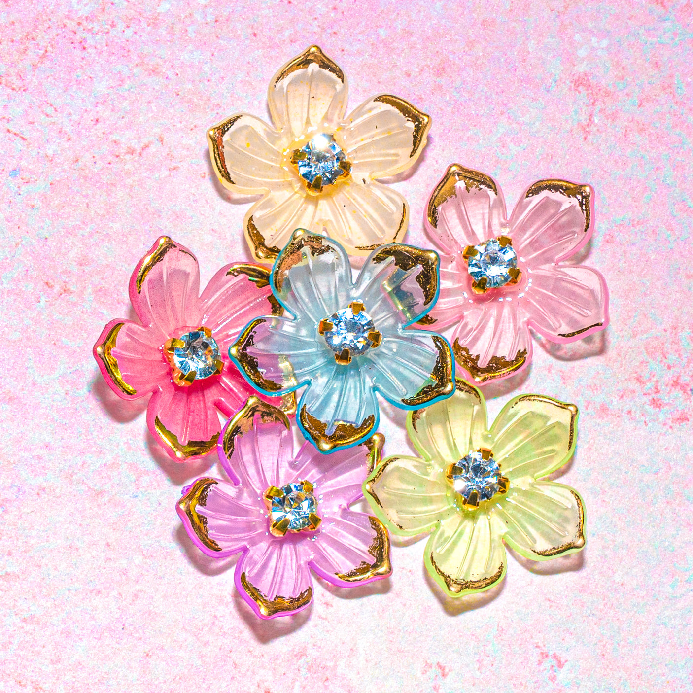 Crystal Bloom 3D Flower Craft Buttons