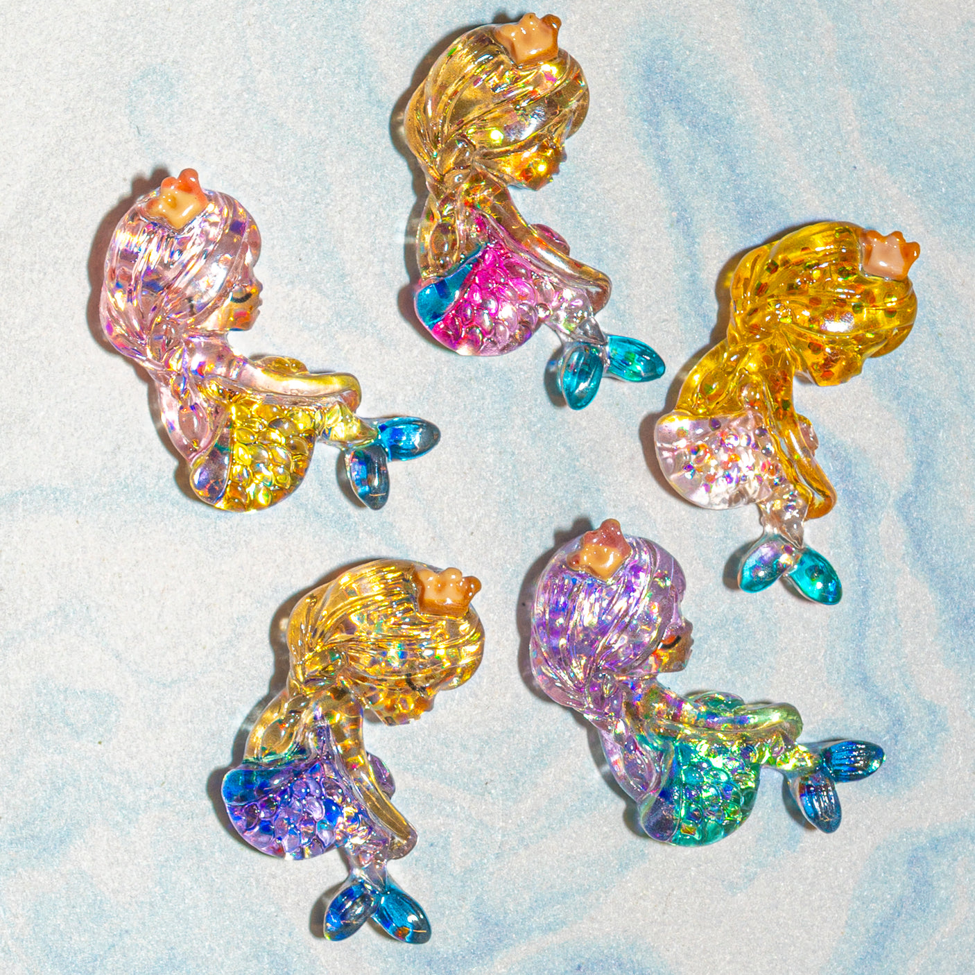 Sparkle Resin Mermaid Craft Buttons