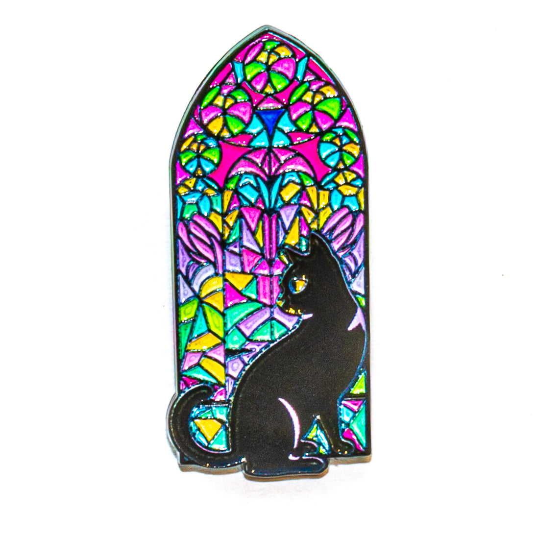 Flower & Cat Enamel Pins, Mixed Colors
