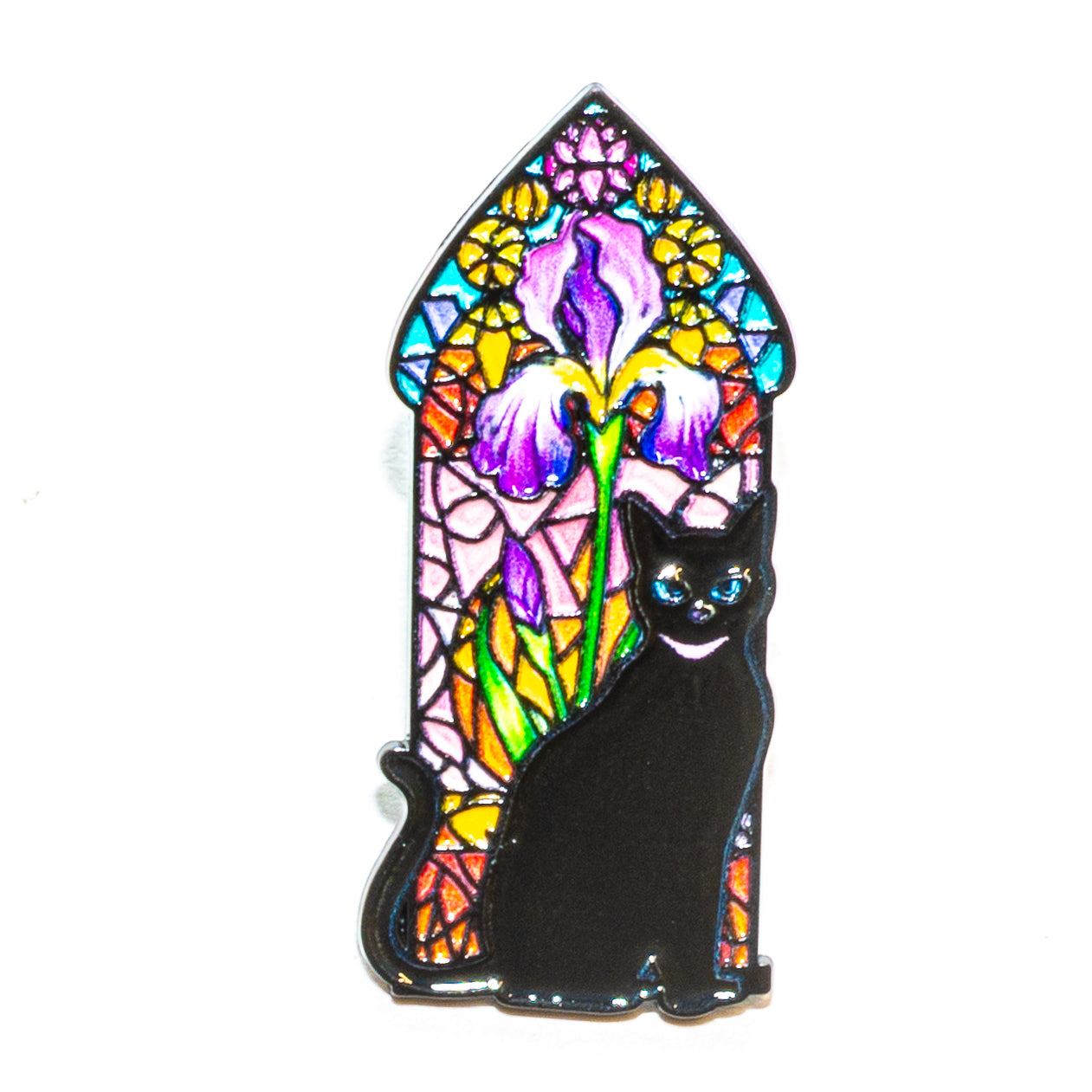 Flower & Cat Enamel Pins, Mixed Colors