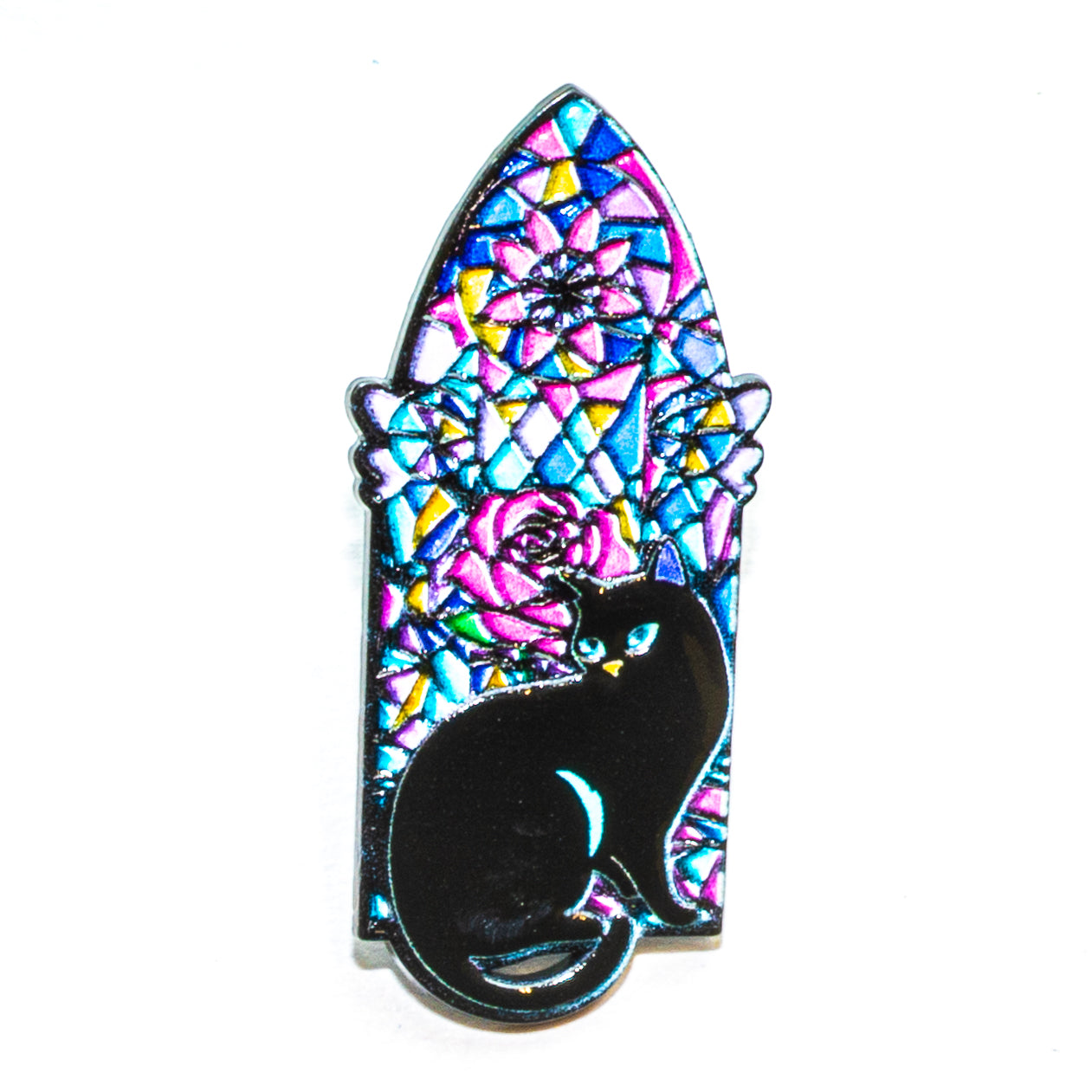Flower & Cat Enamel Pins, Mixed Colors