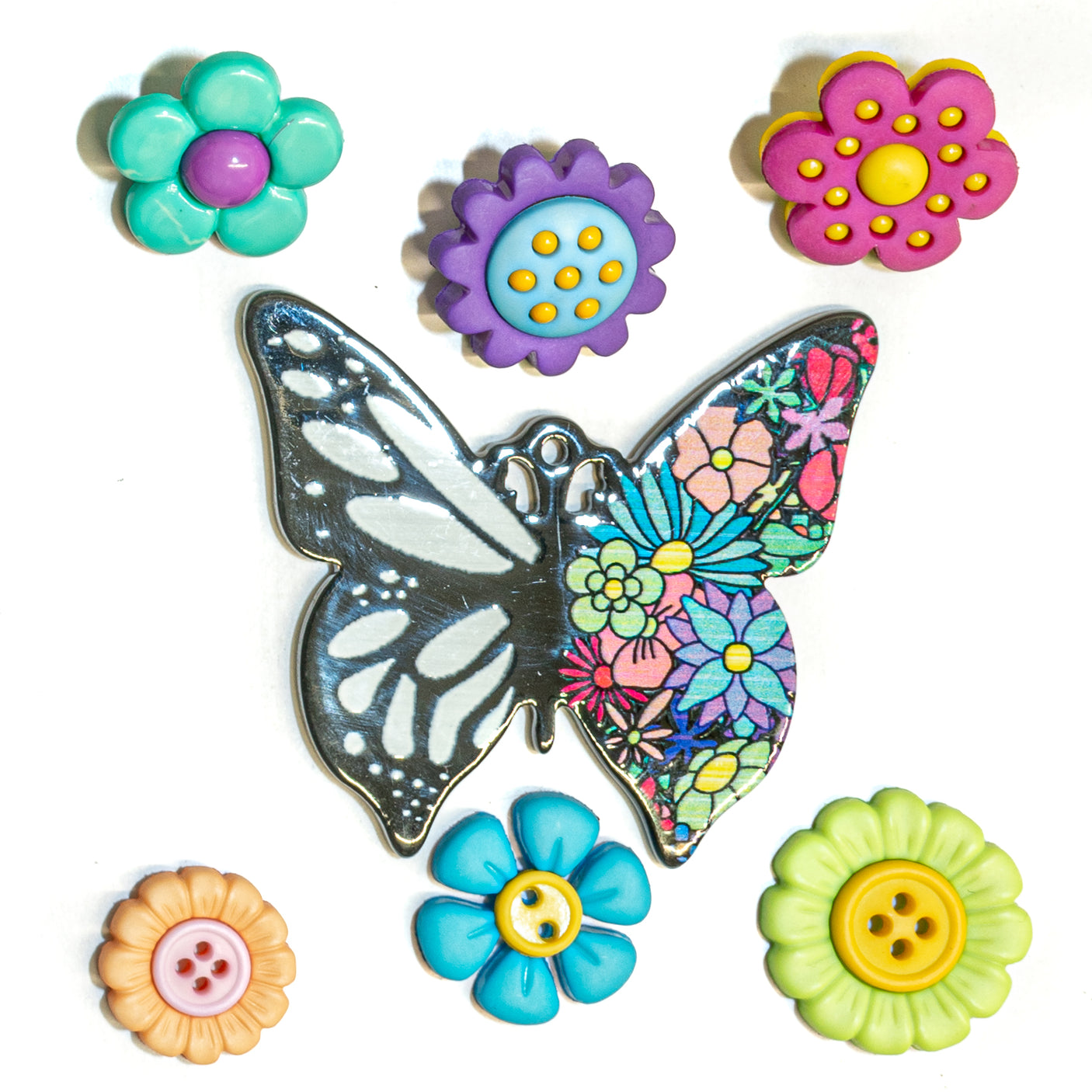 Monarch Bloom Butterfly Craft Button Mix