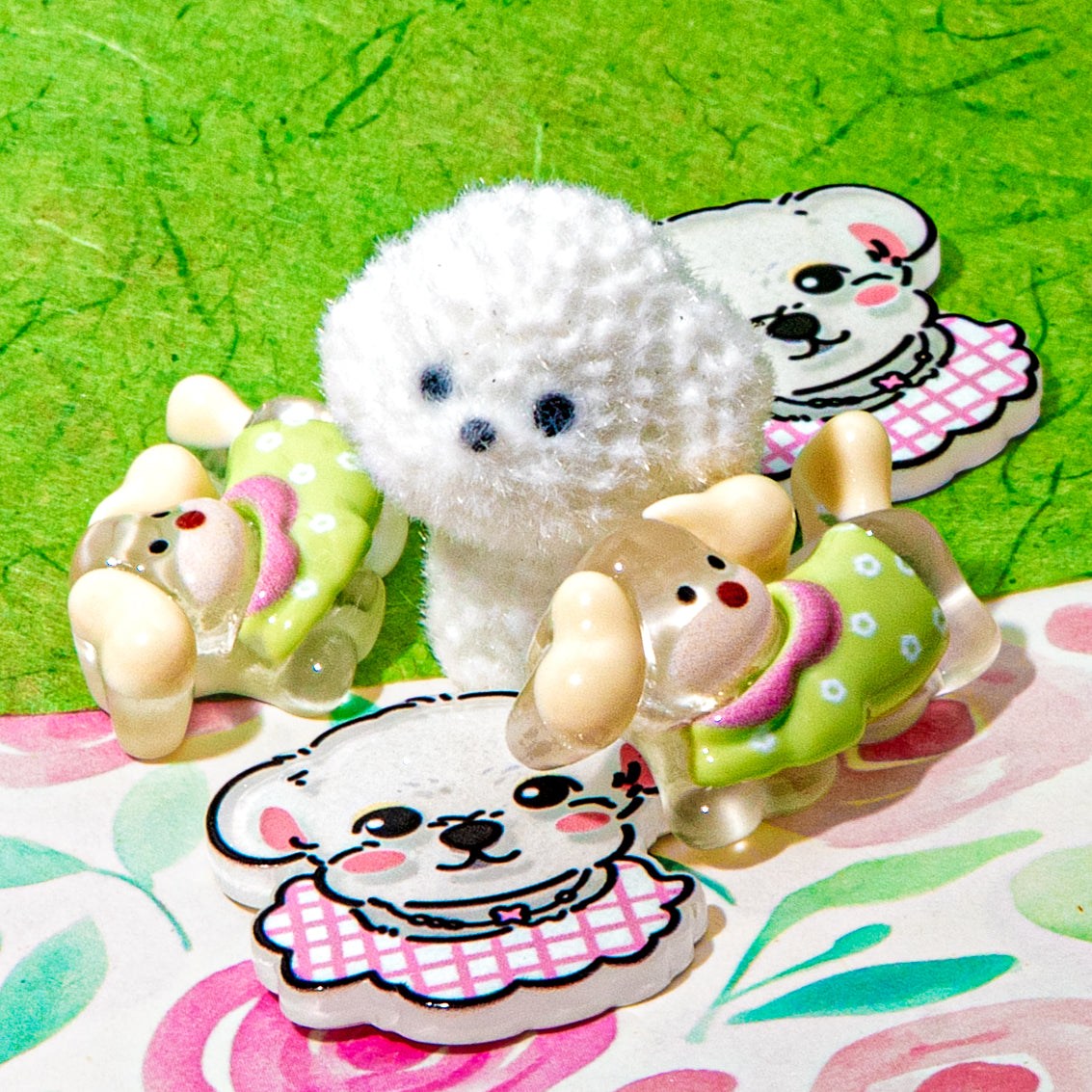 Sweet White Dogs Craft Embellishments