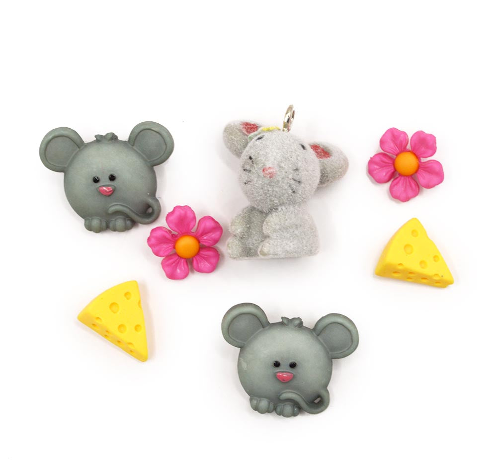 Mouse, flower, and cheese theme embellishment back for crafts