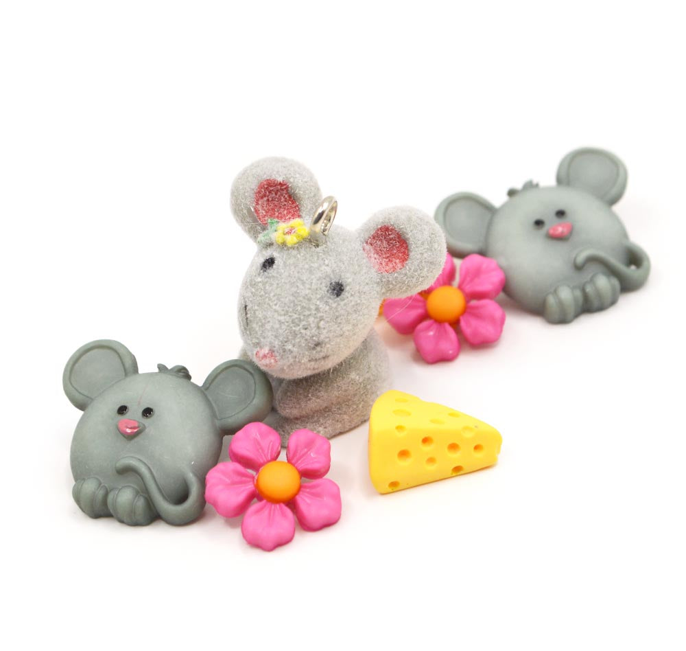 Mouse, flower, and cheese theme embellishment back for crafts