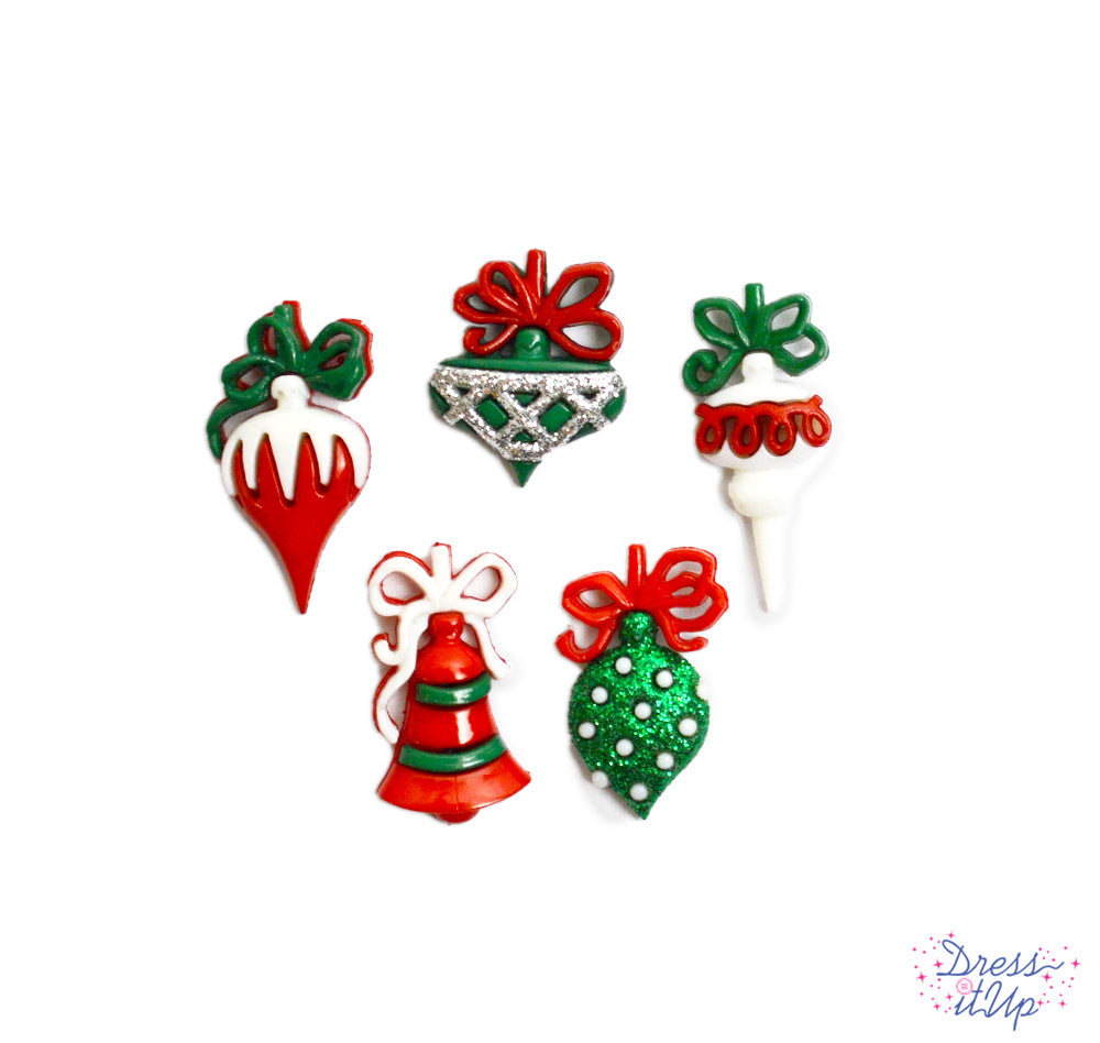 Ornaments in classic Christmas colors are perfect for adding to holiday crafts