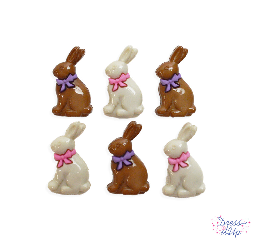 Brown and white chocolate bunnies add to spring and Easter projects