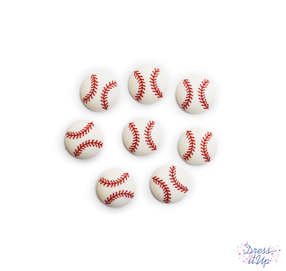 8 shank-back baseball button embellishments pack for sports themed projects
