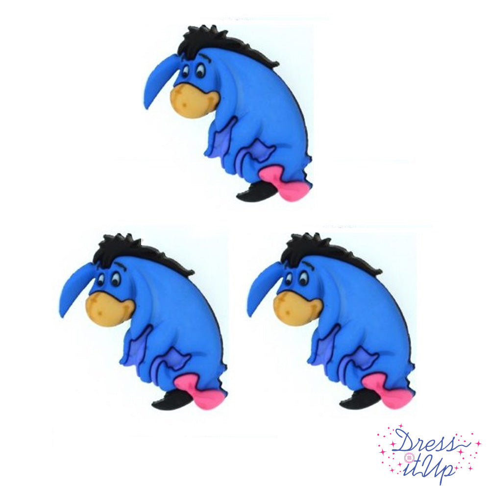 Winnie The Pooh Disney Eeyore character button with a loop back for sewing